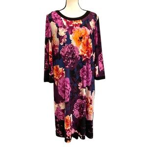 Eliza J Dress Sz Womens Plus 16W Pink Purple Black Floral Long Sleeve Lined Zip